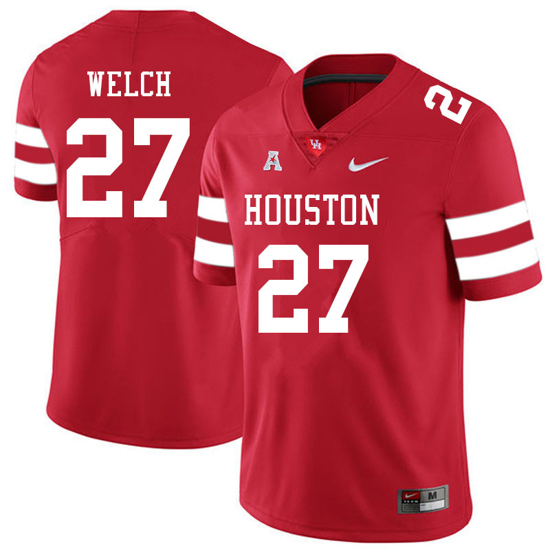 Men #27 Mike Welch Houston Cougars College Football Jerseys Sale-Red - Click Image to Close